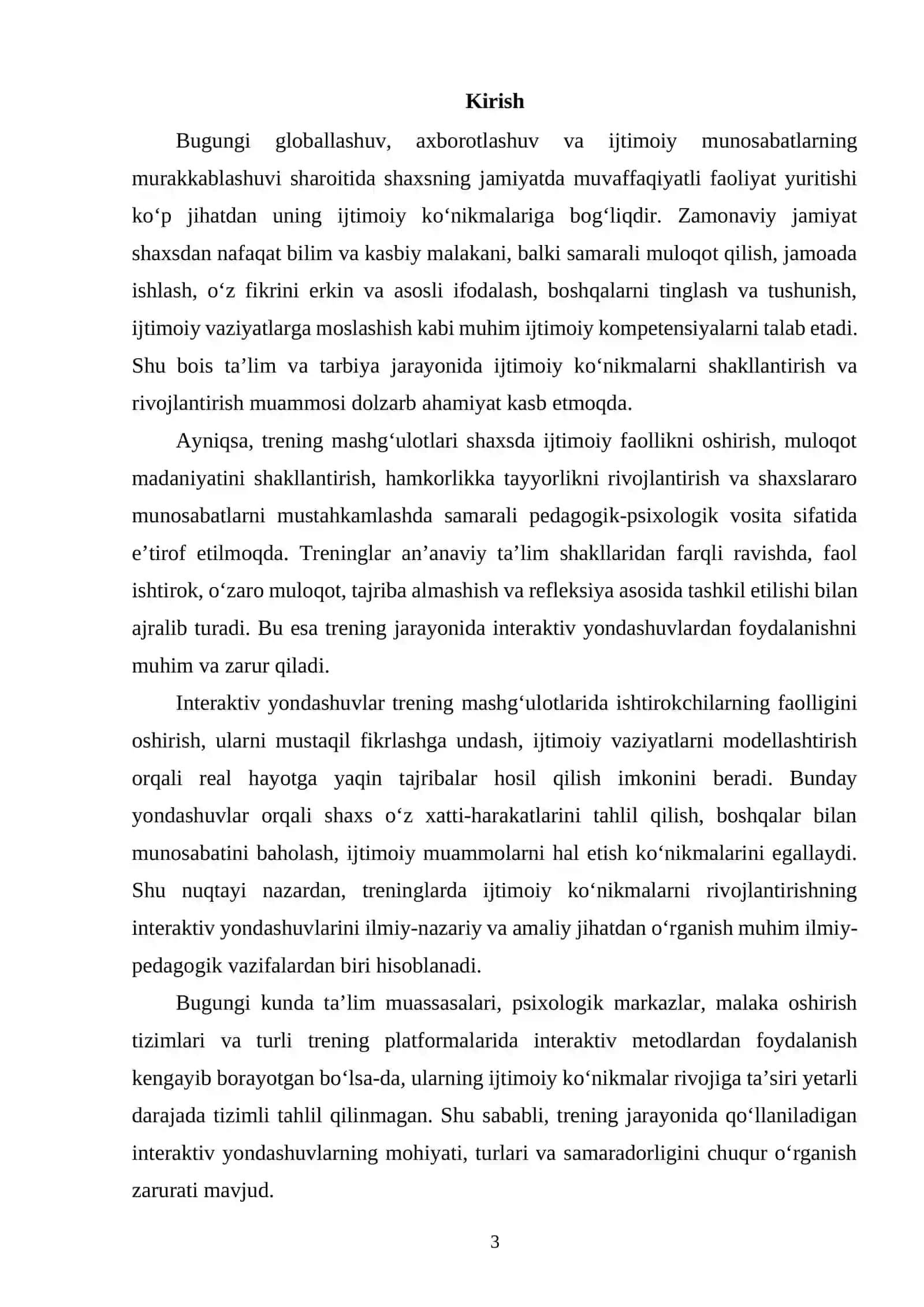 TRENINGLARDA IJTIMOIY KO'NIKMALARNI RIVOJLANTIRISHNING INTERAKTIV YONDASHUVLARI 2