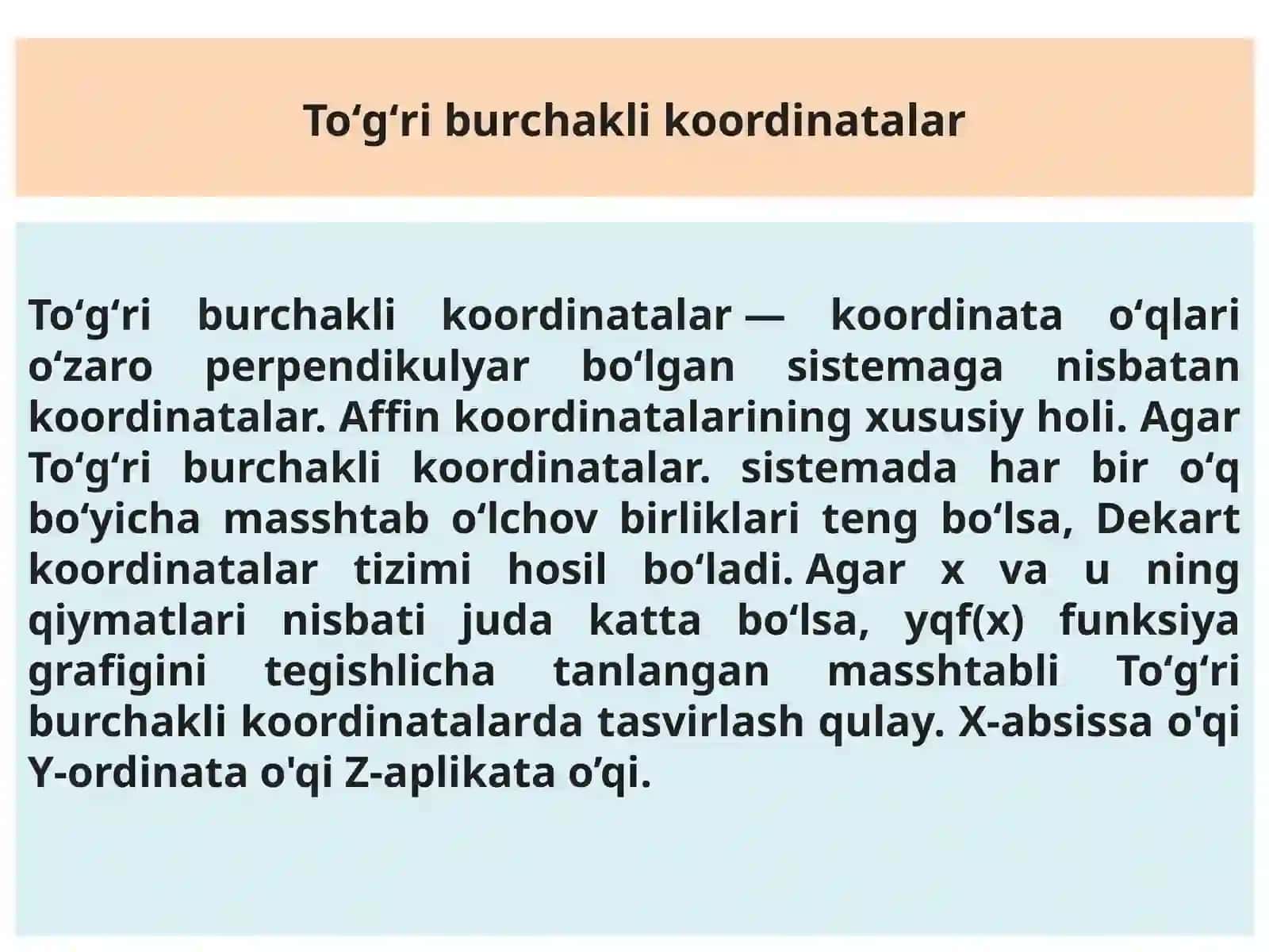 Tekislikda to'g'ri burchakli koordinatalar sistemalari.Tekislikda to'g'richiziqtenglamalari 2