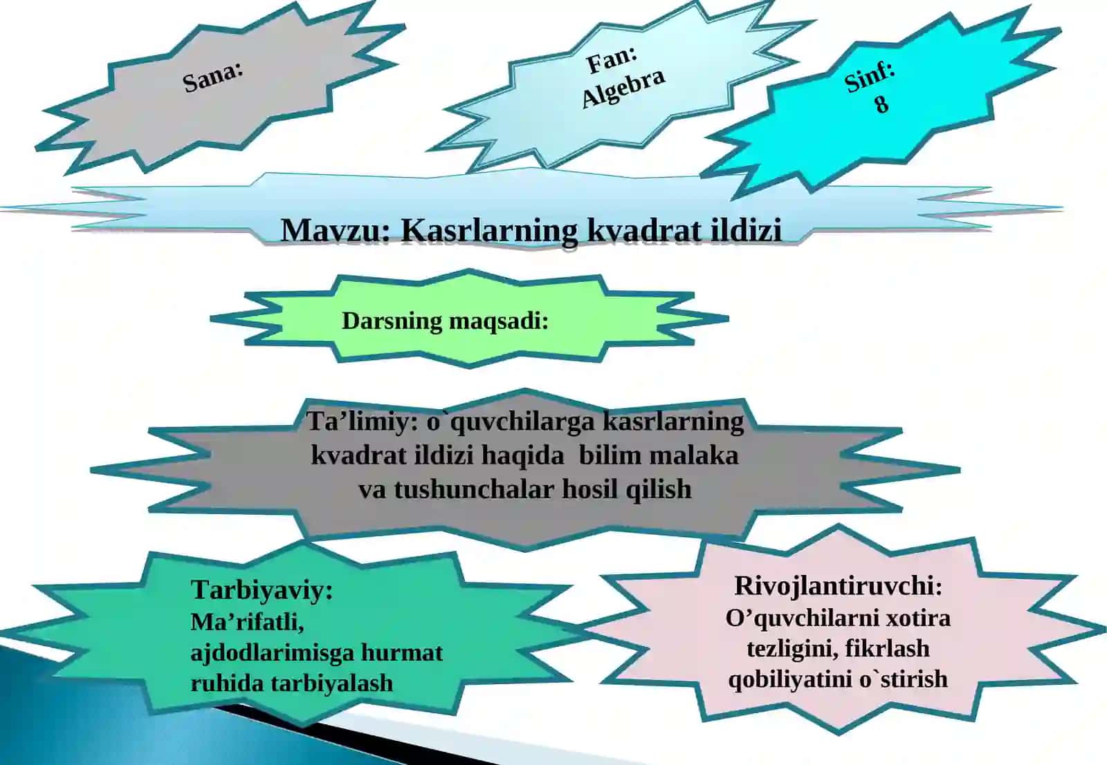 Kasrlarning kvadrat ildizi 2