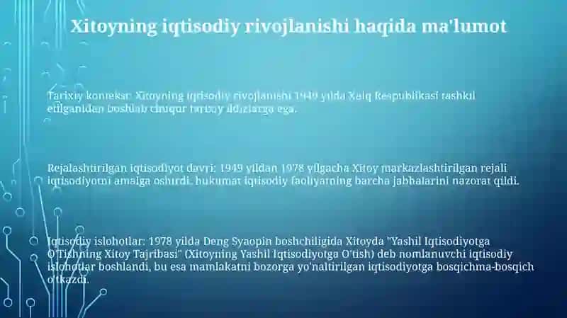 Yashil Iqtisodiyotga O'Tishning Xitoy Tajribasi 2