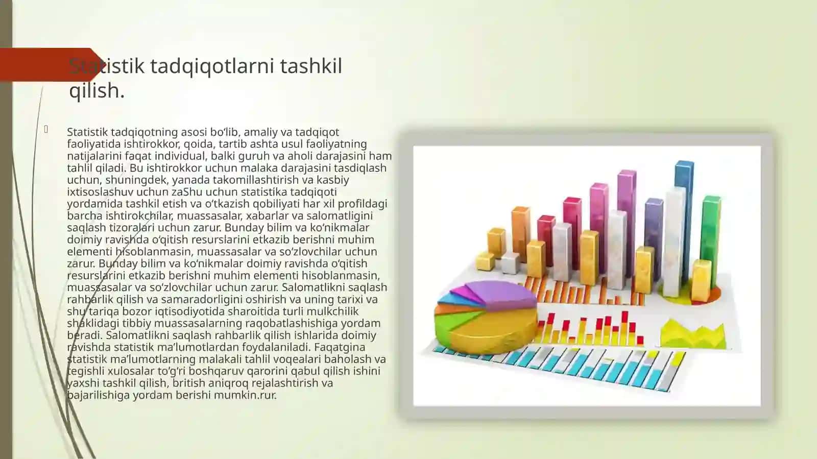 Statistik tadqiqotlarni tashkil qilish.Tibbiyotta tadqiqot o’tgazishning bosqichlari.General va tanlab olingan majmua 2