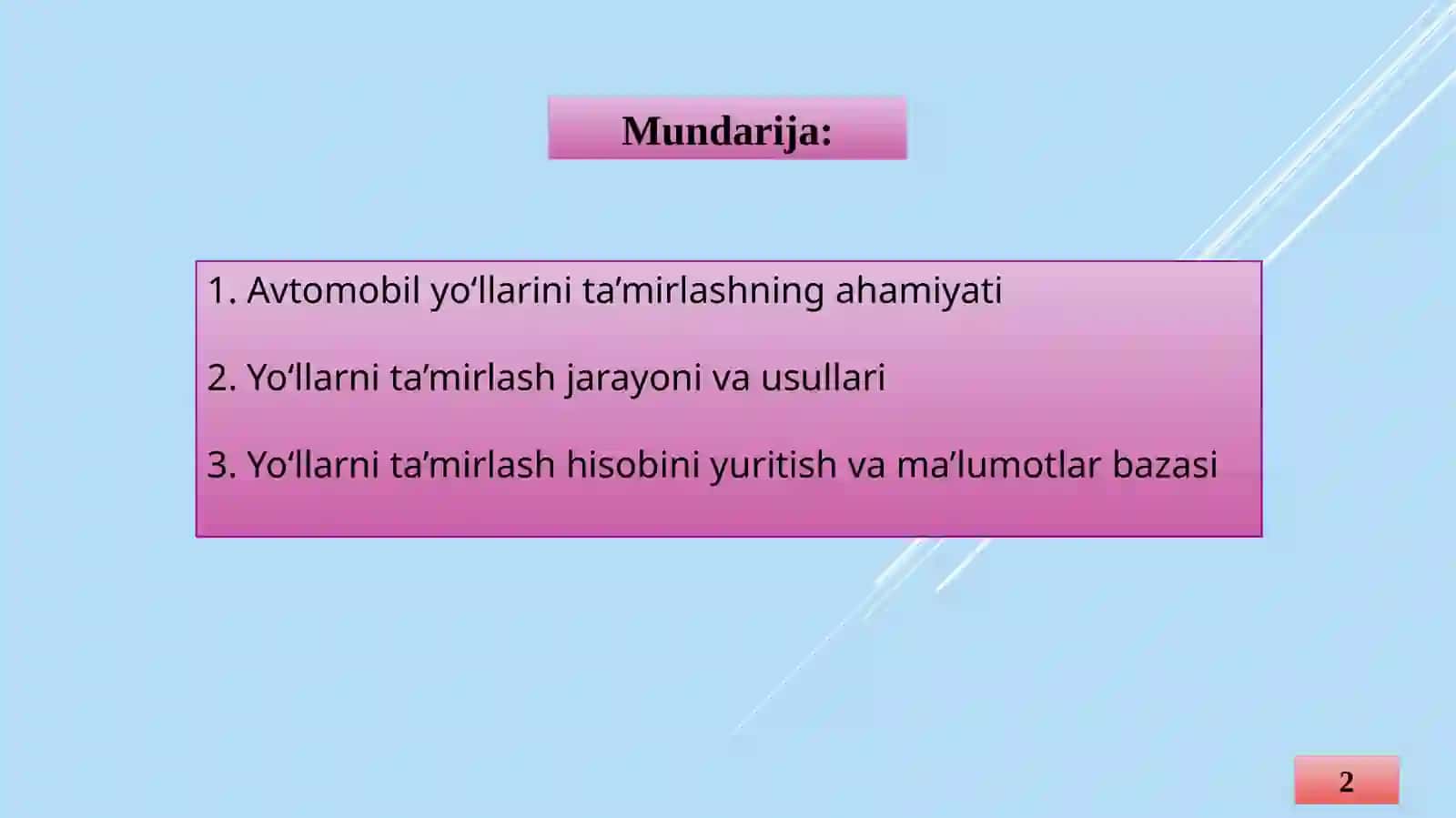 Avtomobil Yo’llari Davlat Kadastriga Hisobini Yuritish 2