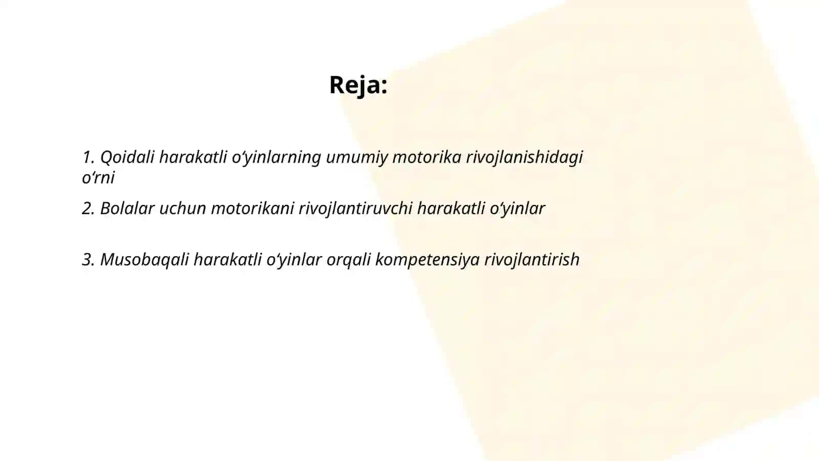 Umumiy motorikani rivojlantirish uchun qoidali harakatli o‘yinlar 2