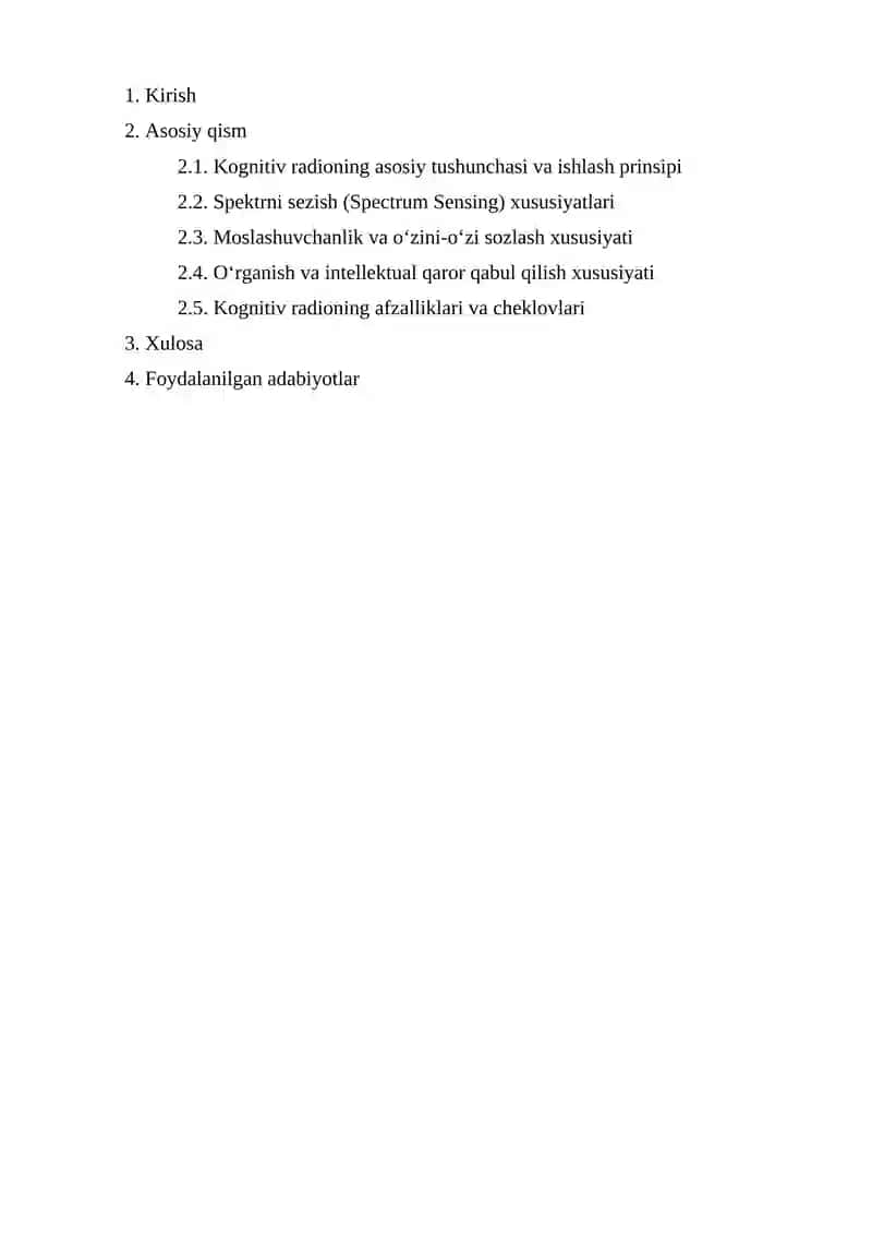 Kognetiv radio xususiyatlari . Kognitiv radio (KR) texnologiyasi 2