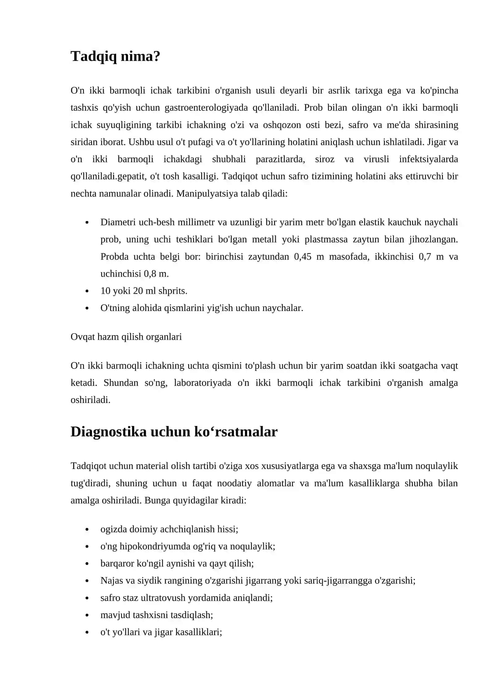 O'n ikki barmoqli ichakni zondlash 2