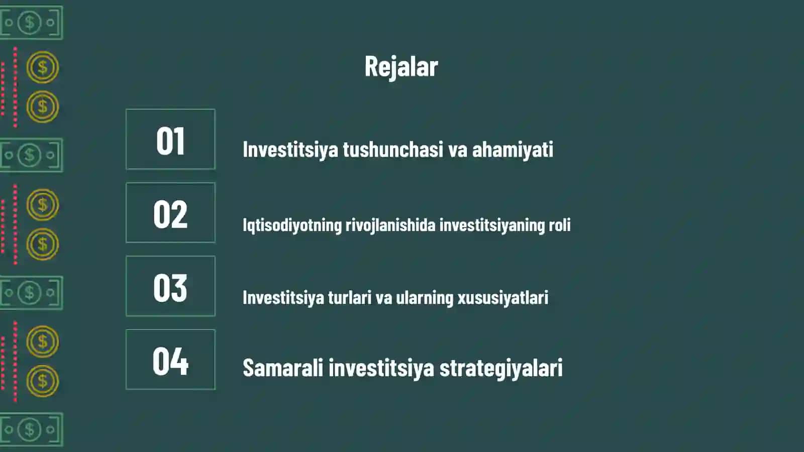 Investitsiya va uning iqtisodiyotdagi o'rni 2