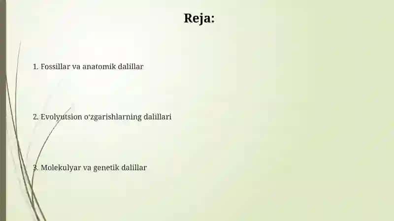 Evolutsion o‘zgarishlarning dalillar 2