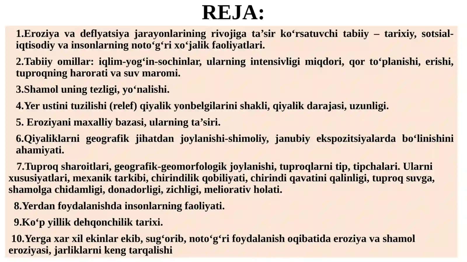 Tuproqning suv va shamol eroziyasining rivojlanishi 2