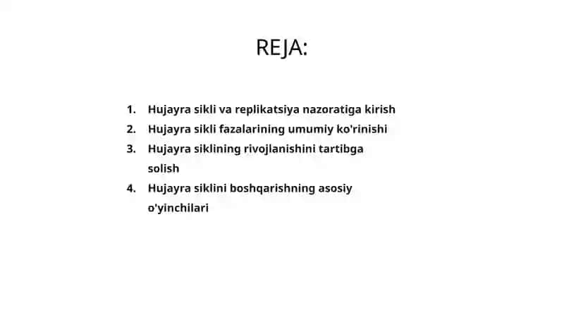 Hujayrasikliva hujayra replikatsiyasi boshqaruvi mexanizmlari 2