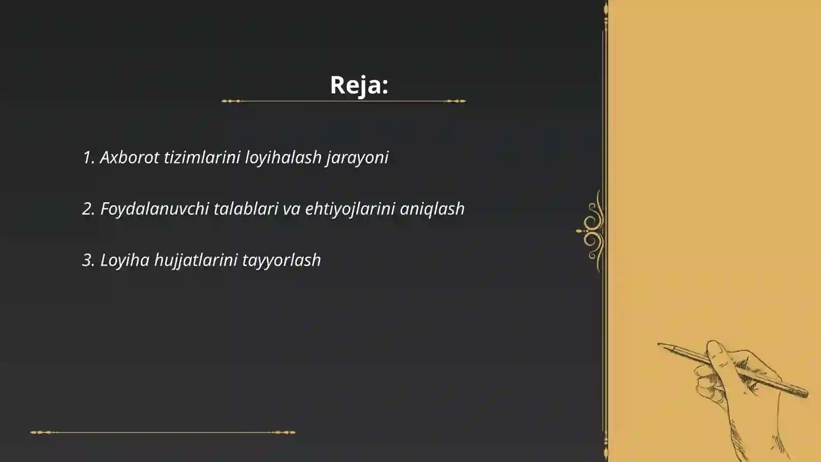 Axborot Tizimlarini Loyihalash va Uni Qurish Usullari 2