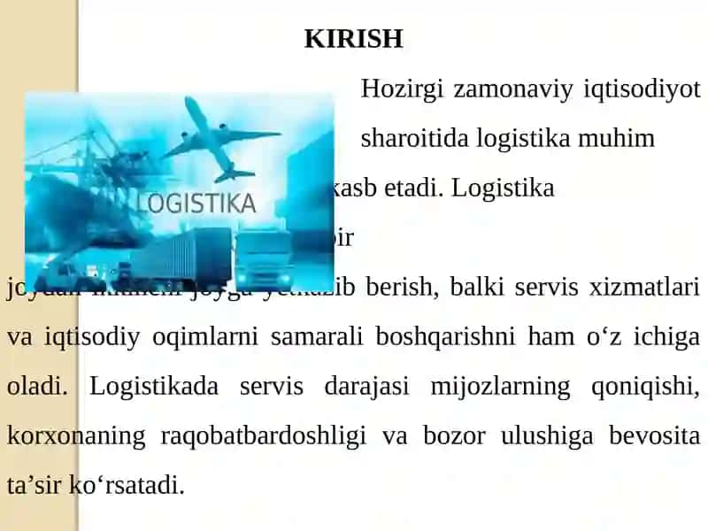 Logistikada servis va iqtisodiyoqimlar 2