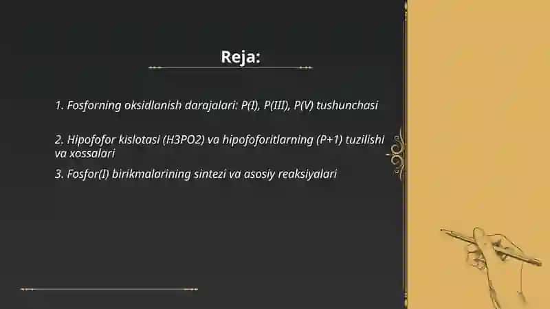 Fosfor (I) (III) va (V) birikmalari hamda ularning xossalari 2