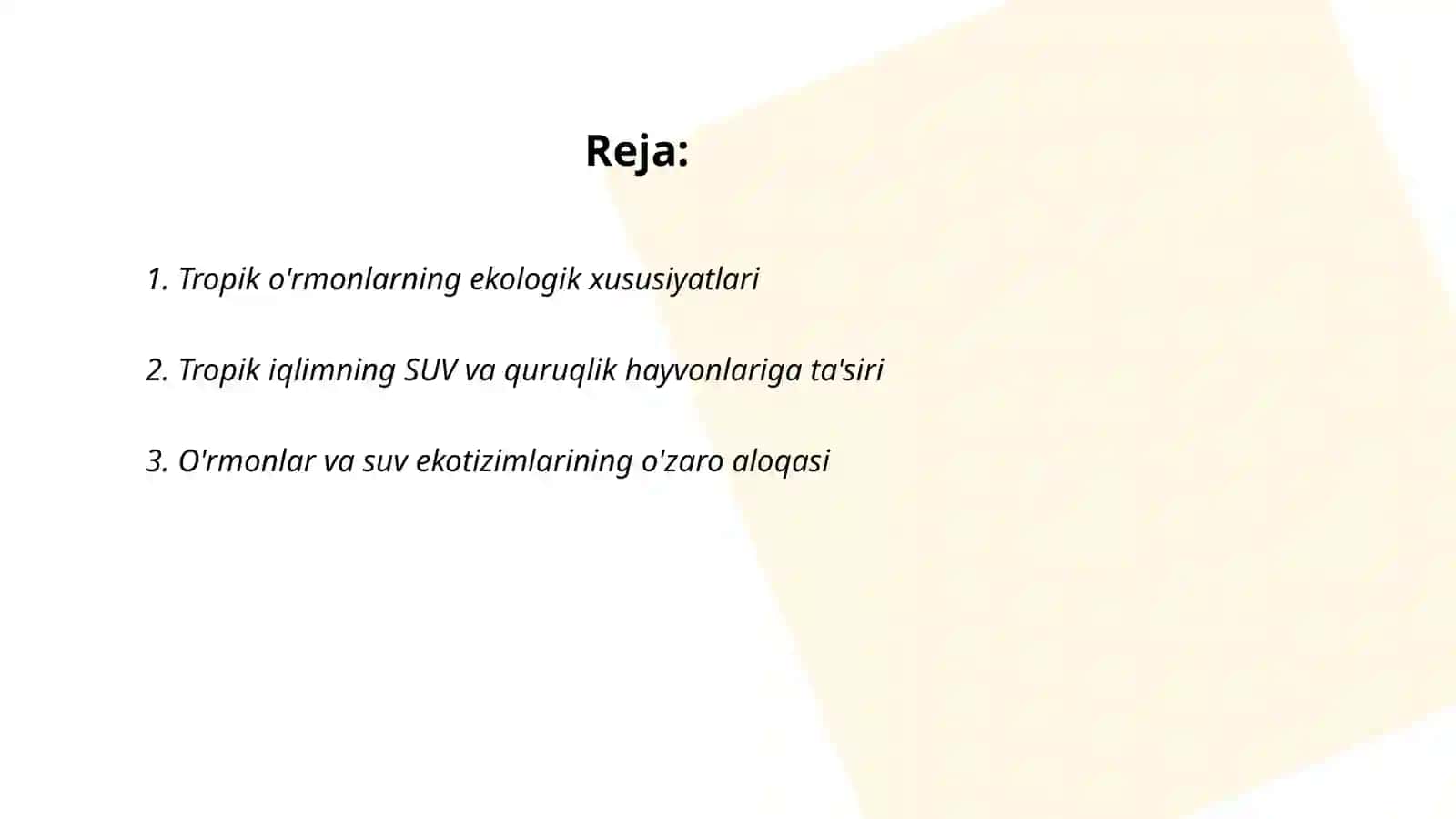 Suv va quruqlik muhiti hayvonlari tropik aloqalari 2