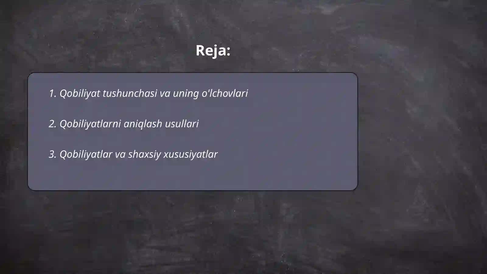 Qobiliyatni o'rganish va test topshiriqlarini tanlash 2
