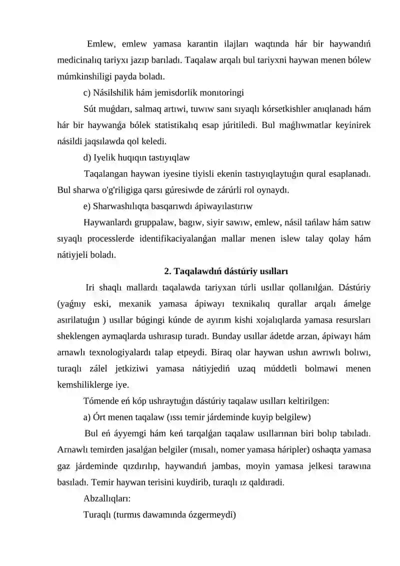 Iri shaqlı mallardı taqalaw 2