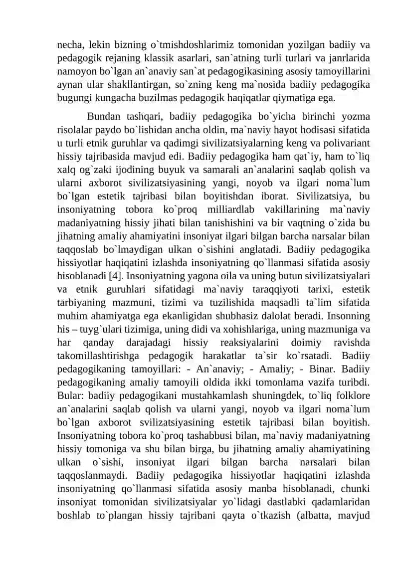 BADIIY PEDAGOGIKA IMKONIYATLARIDAN FOYDALANISHDA KREATIV YONDASHUV 2