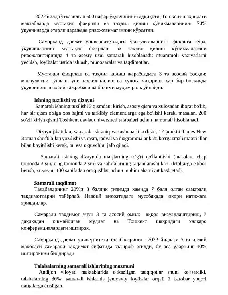 Talabalarning samarali ishlashi mazmuni 2