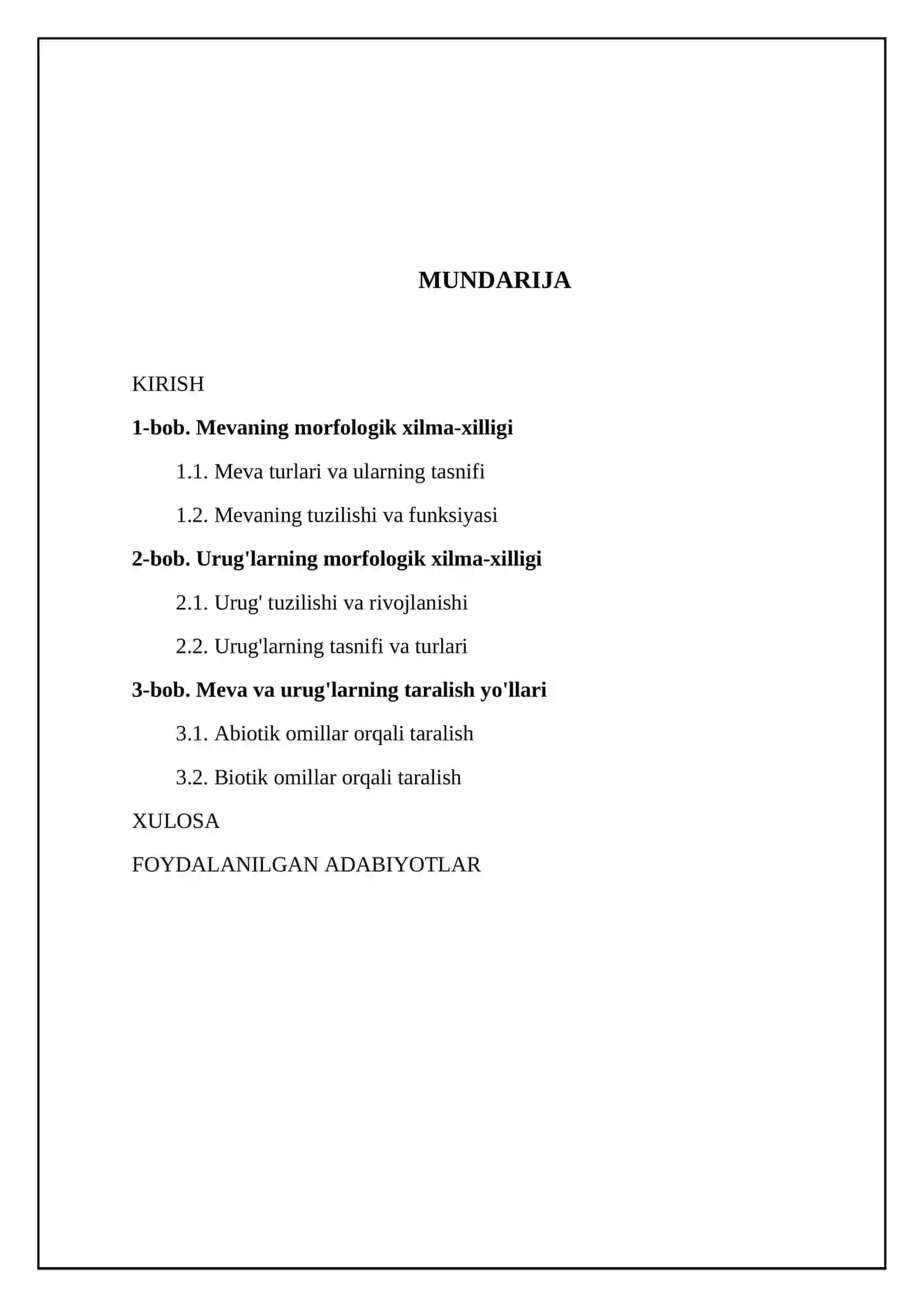 Meva va urug’larning morfologik xilma-xilligi va ularning taralish yo'llari 2