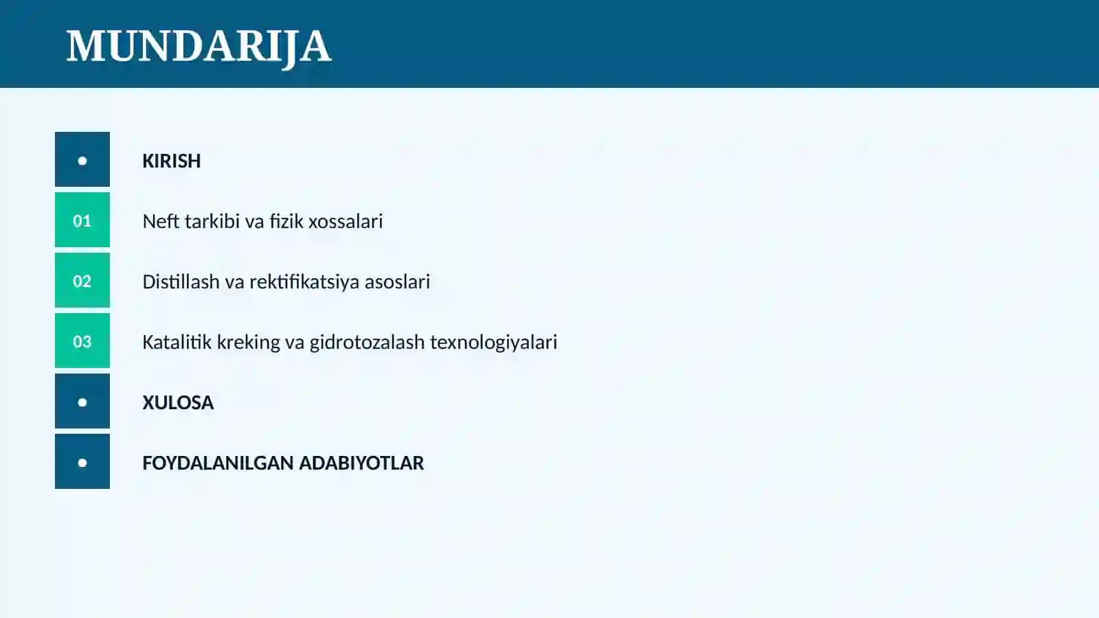 NEFT VA GAZNI QAYTA ISHLASH TEXNOLOGIK JARAYONLARI 2
