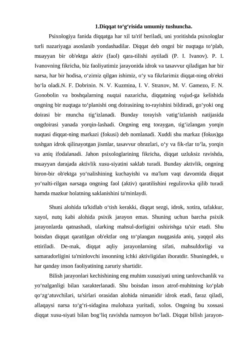Diqqat to‘g‘risida umumiy tushuncha 2