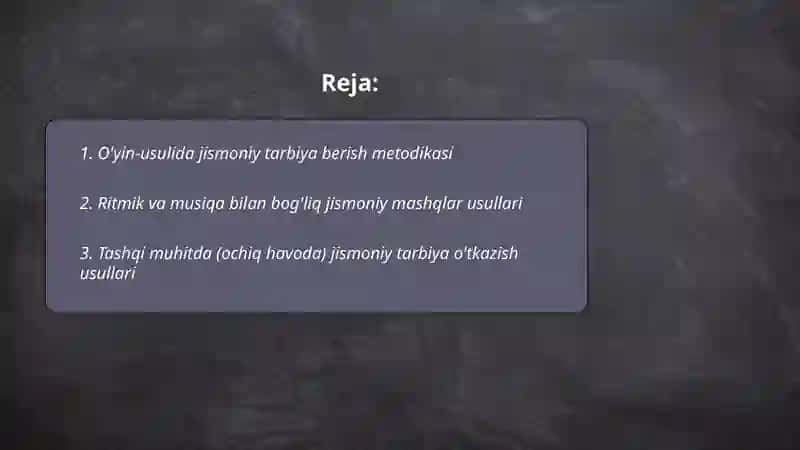 Maktabgacha talim tashkilotlarida jismoniy tarbiya berish usullari 2