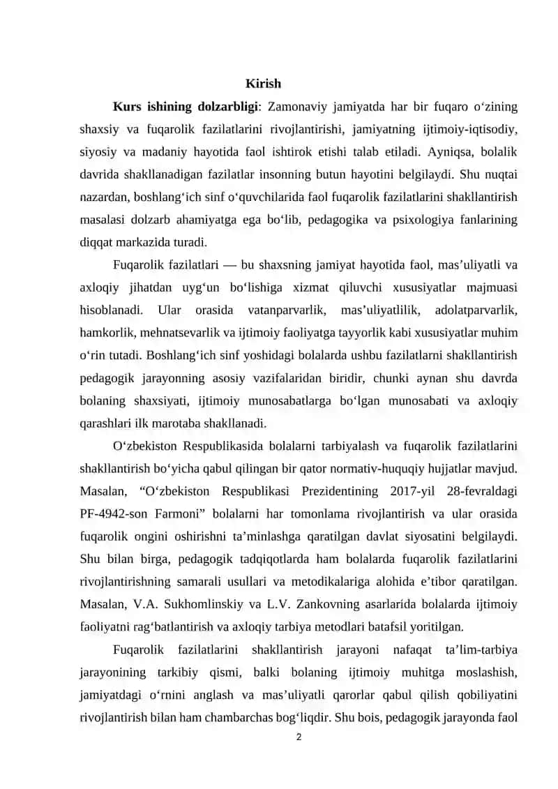 Boshlang'ich sinf o'quvchilarida faol fuqarolik fazilatlarini shakillantirish 2