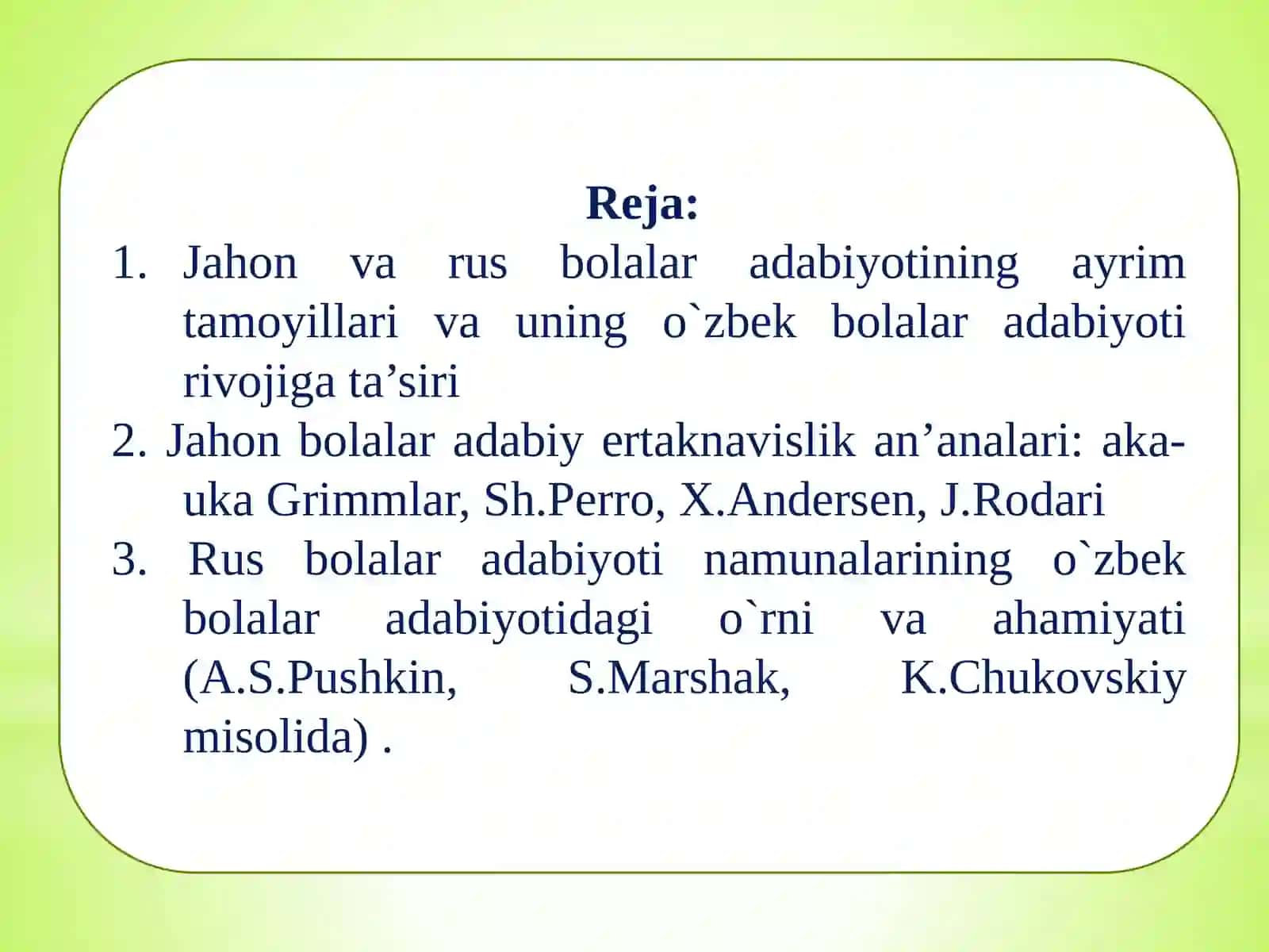 Jahon va rus bolalar adabiyotining o‘zbek bolalar adabiyotiga ta’siri 2