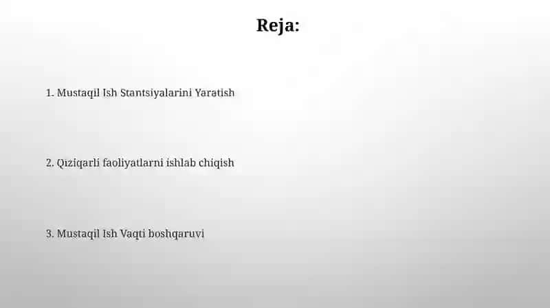 Mustaqil Ish Stantsiyalarini Yaratish 2