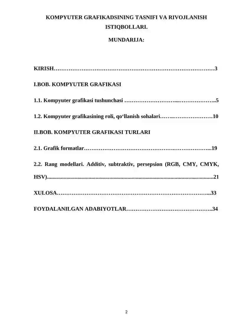 Kompyuter grafikadsining tasnifi va rivojlanish istiqbollari 2