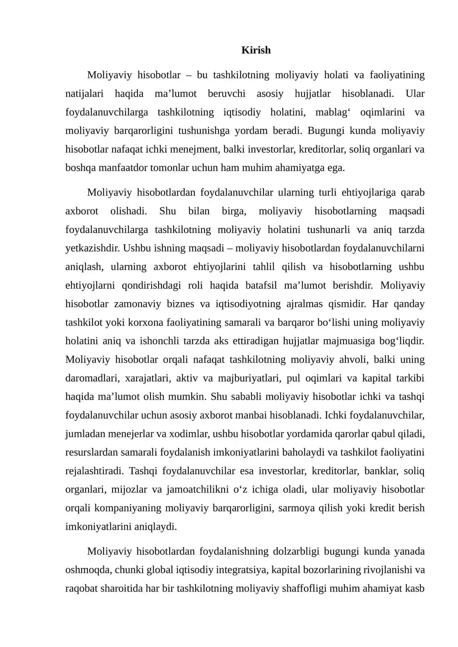 Moliyaviy hisobotdan foydalanuvchilar va ularning axborot ehtiyajlari 2