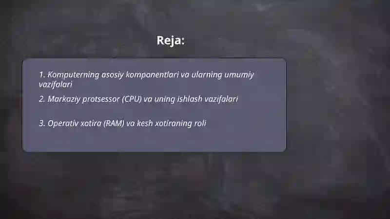 Komputerning texnik ta'minoti va ularning vazifalari 2