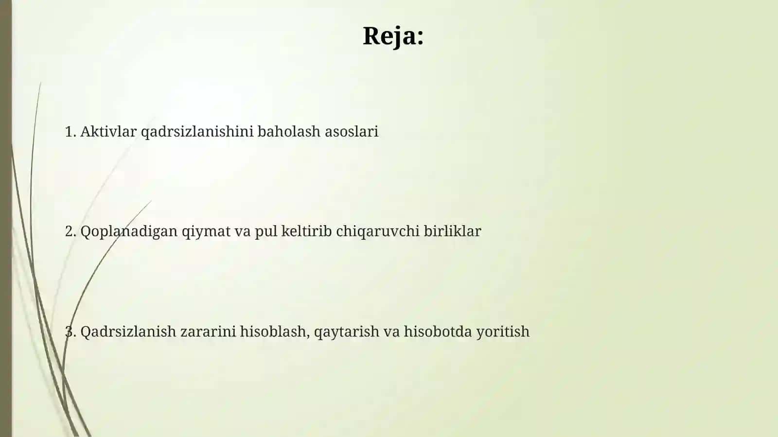 Aktivlarni qadrsizlanishdan zararni aniqlash 2