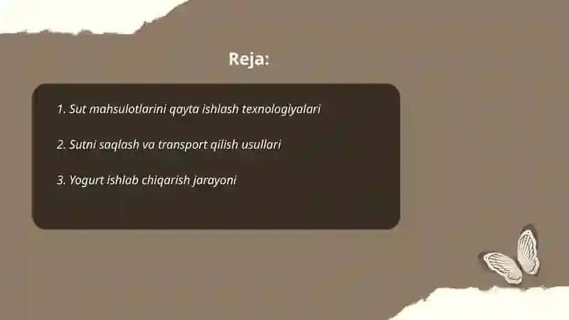 Sut va sut mahsulotlarini ishlab chiqarish 2
