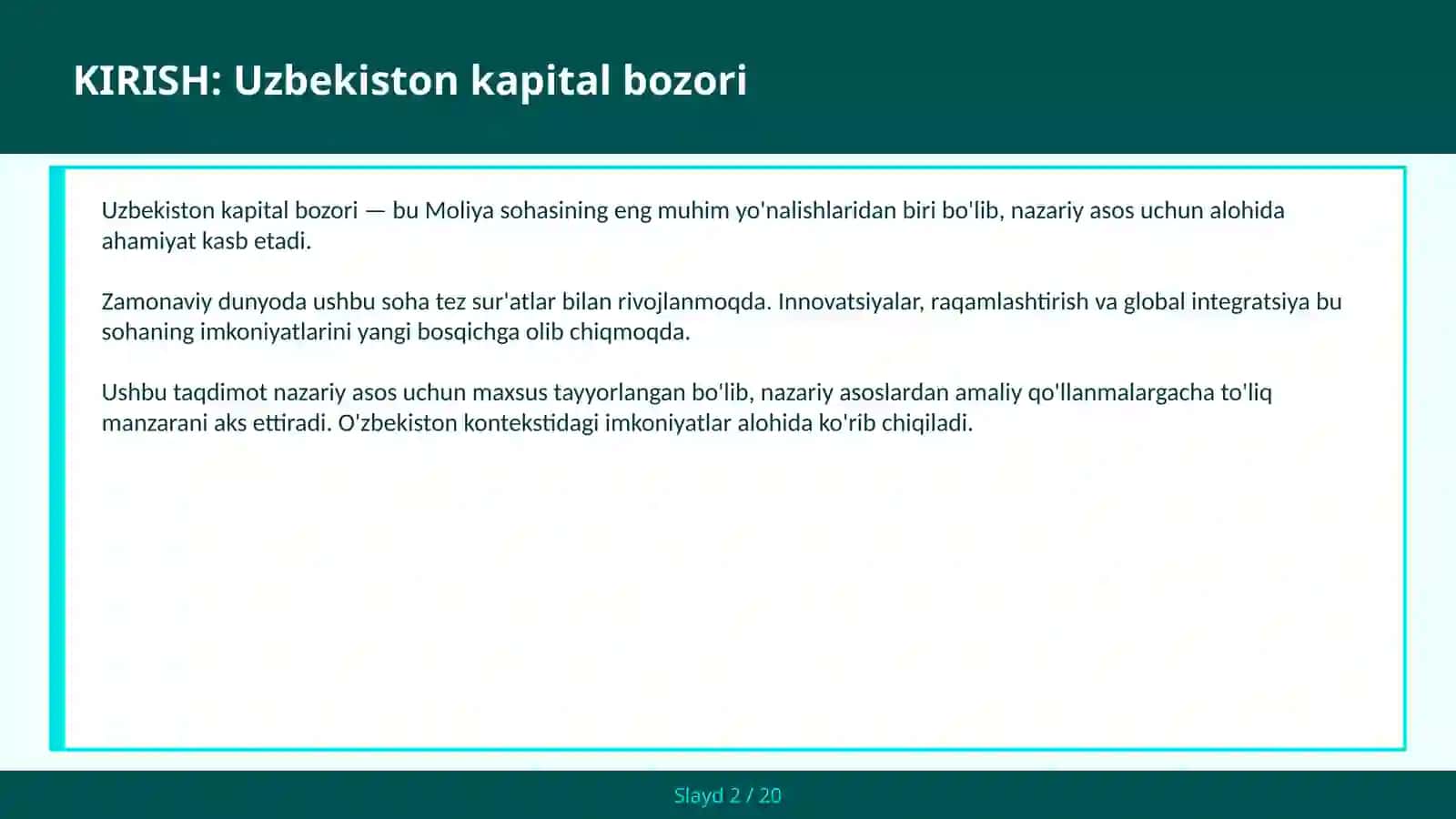 Uzbekiston kapital bozori 2