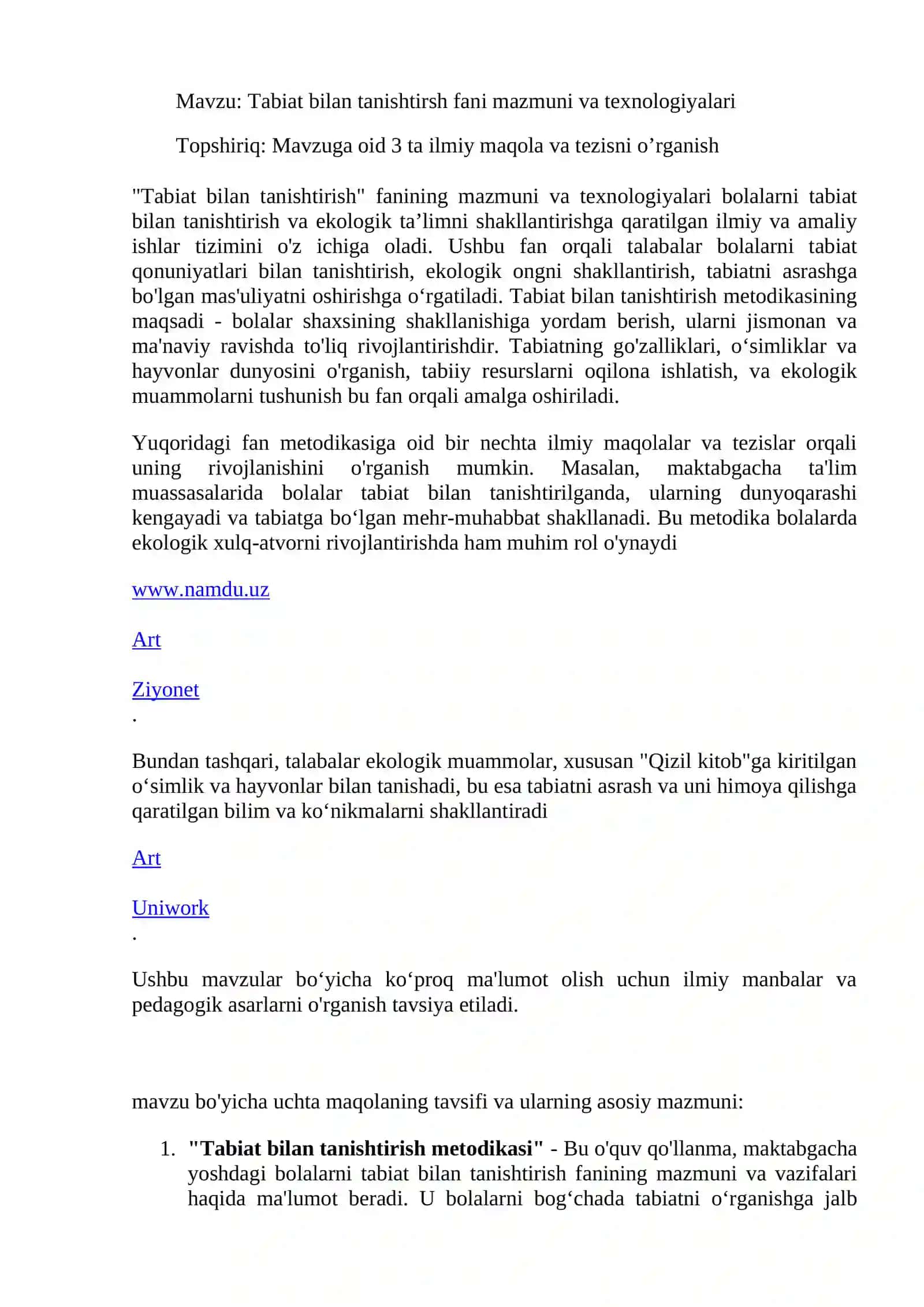Tabiat bilan tanishtirish metodikasi 2