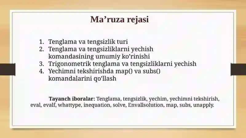 Mapleda elementar matematika masalalarini yechish 2