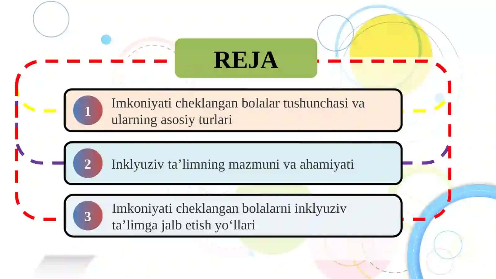 IMKONIYATI CHEKLANGAN BOLALAR TURLARI VA ULARNI INKLYUZIV TAʼLIMGA JALB ETISH 2