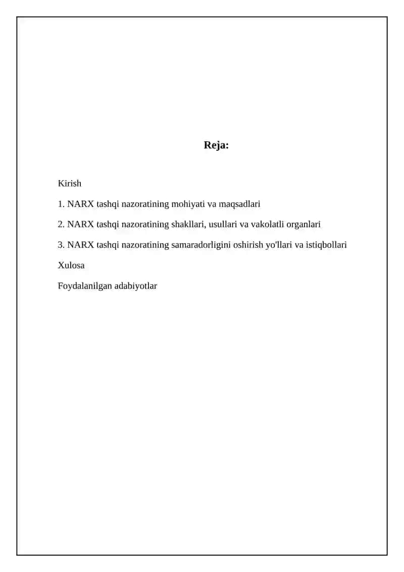 NARX USTIDA NAZORAT 2