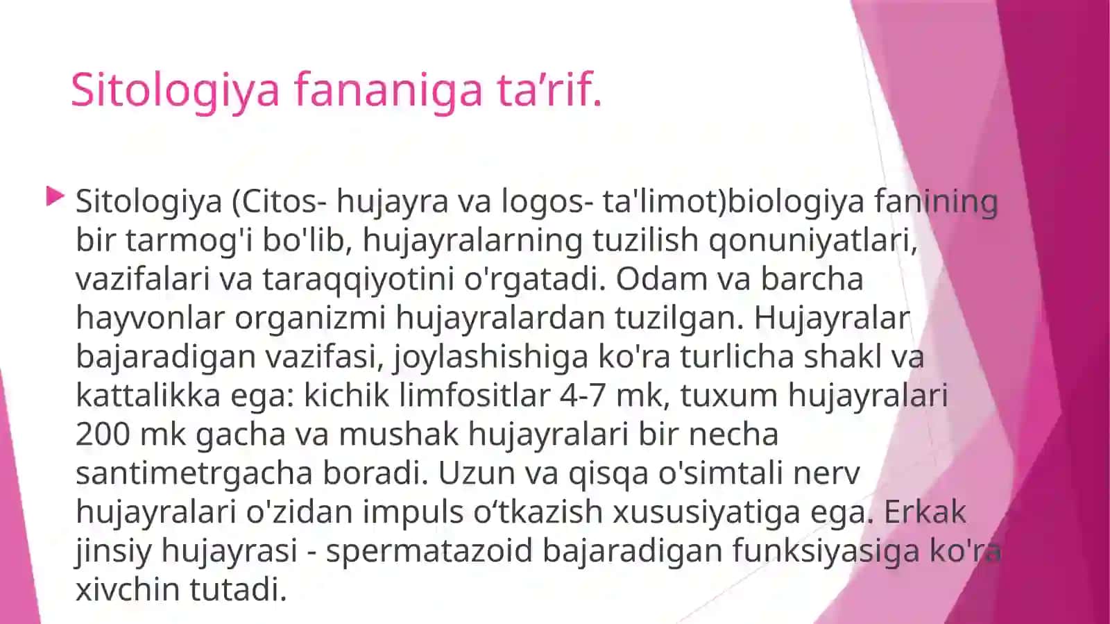 Sitologiya faniga Oʻzbekiston olimlarining qoʻshgan hissasi. 2