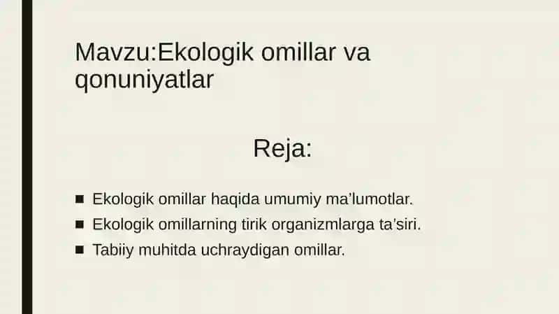 Ekologiya va Hayotiy Faoliyat Havfsizligi 2