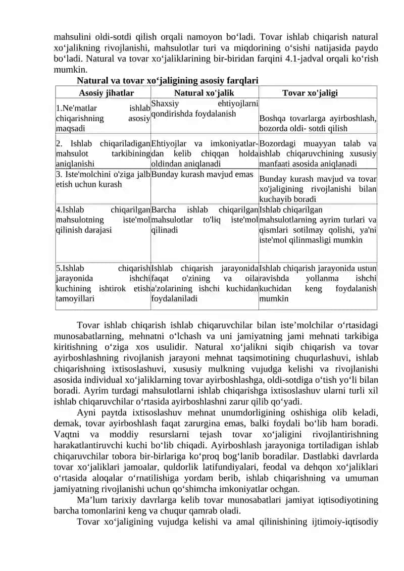 Tovar-pul munosabatlarining rivojlanishi 2