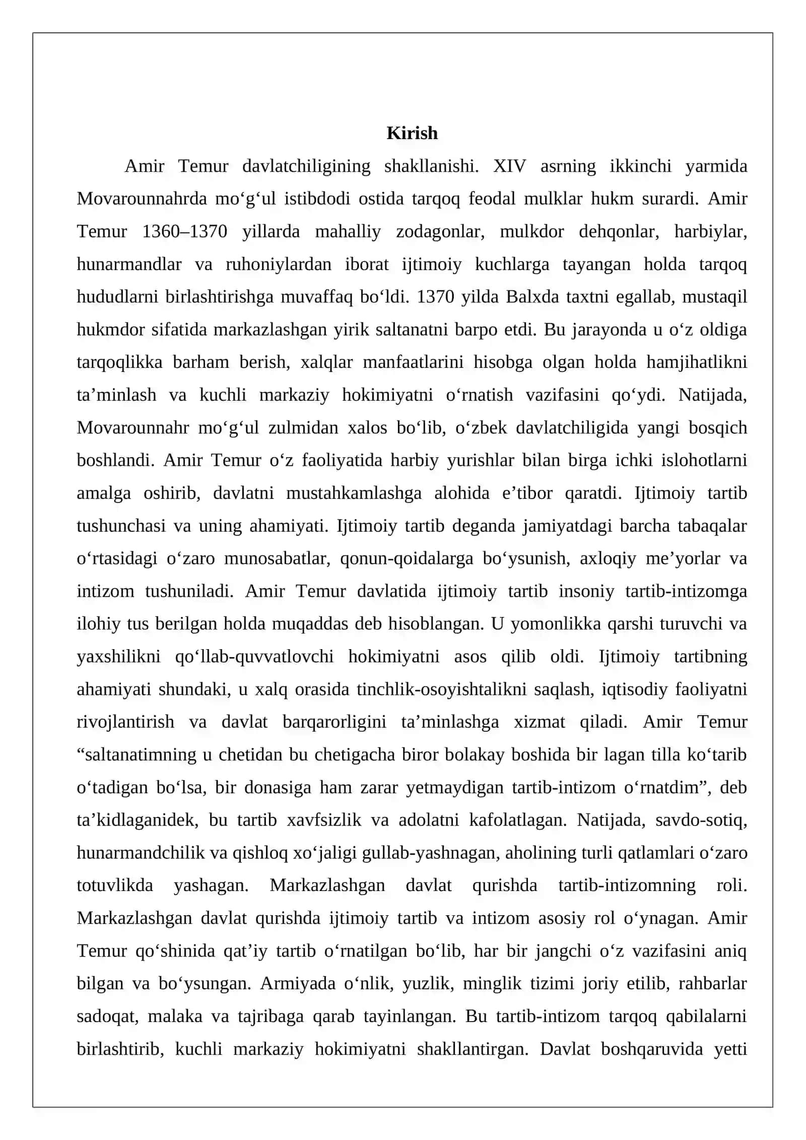 Amir Temur davlatida ijtimoiy tartibning o‘rni 2