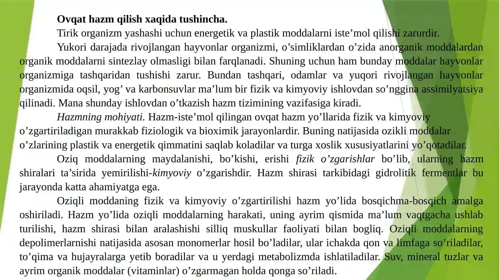 MA'RUZA. Hazm tizimifiziologiyasi 2