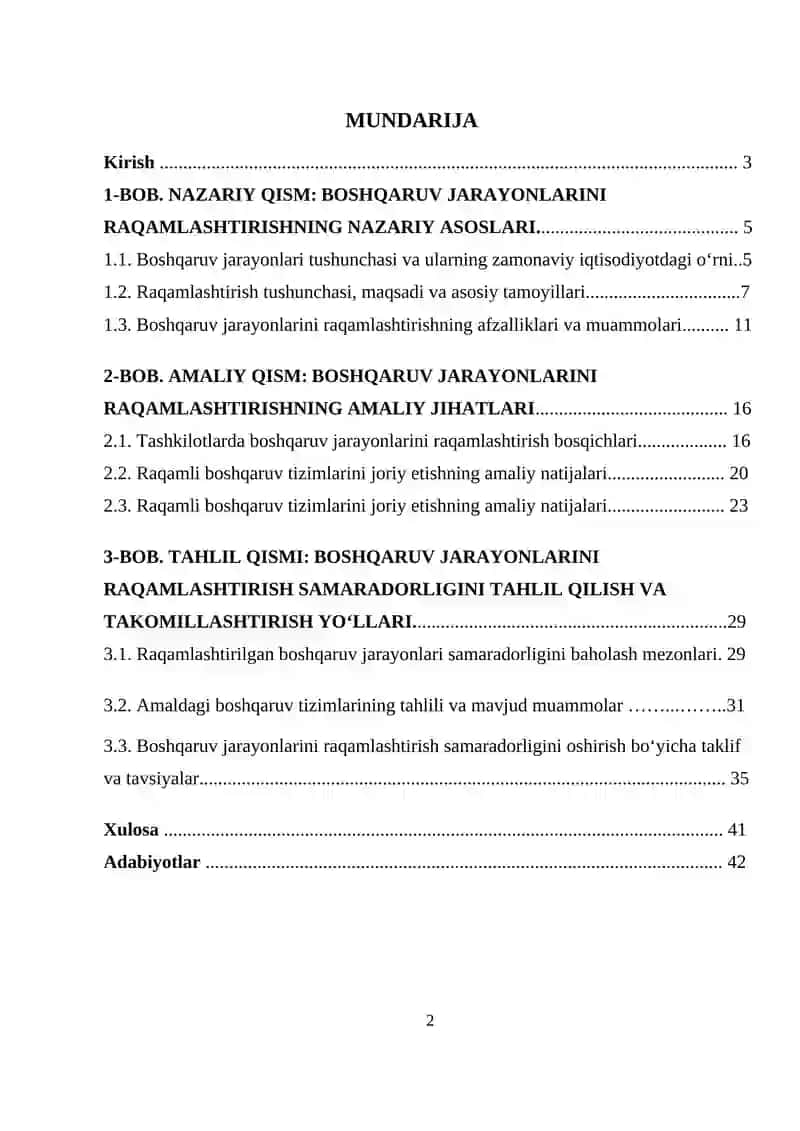 Boshqaruv jarayonlarini raqamlashtirish samaradorligini oshirish masalalari 2