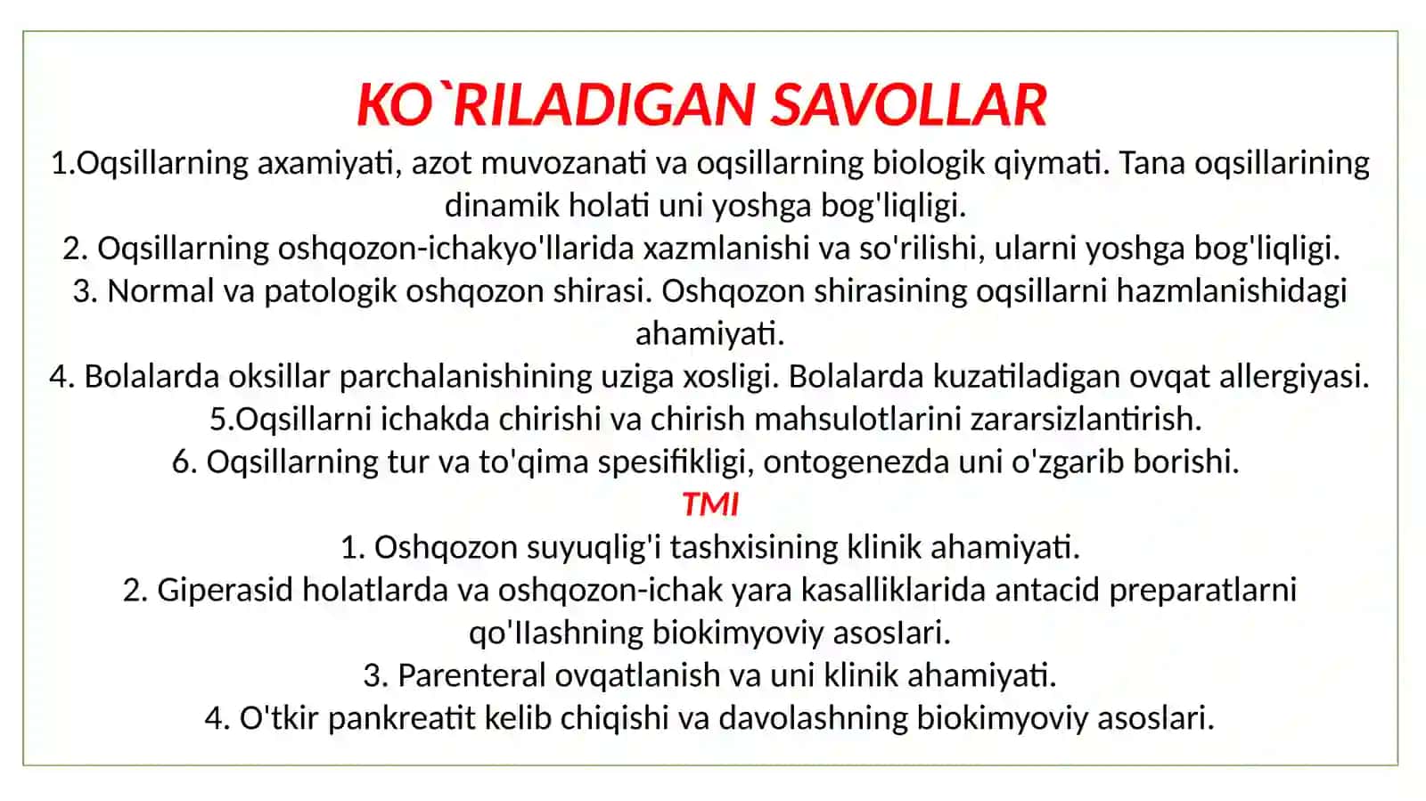 Oqsillarning hazmlanishi, aminokislotalarning so’rilishi to'qimalararo taqsimlanishi 2