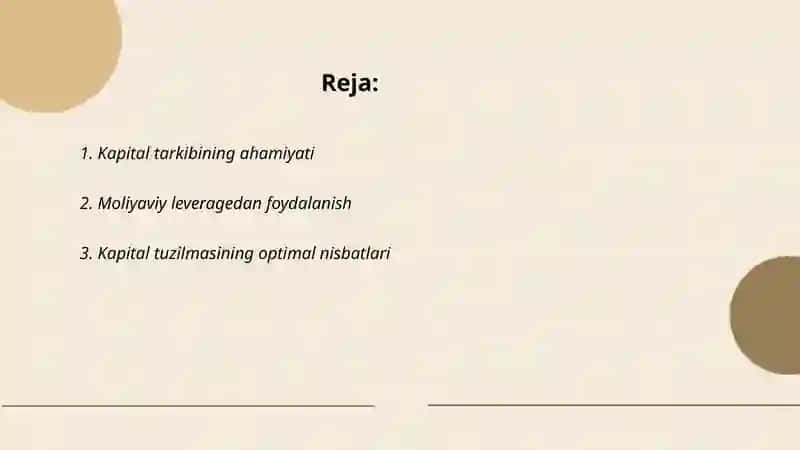 Kapital Tarkibi va Divident Siyosati 2
