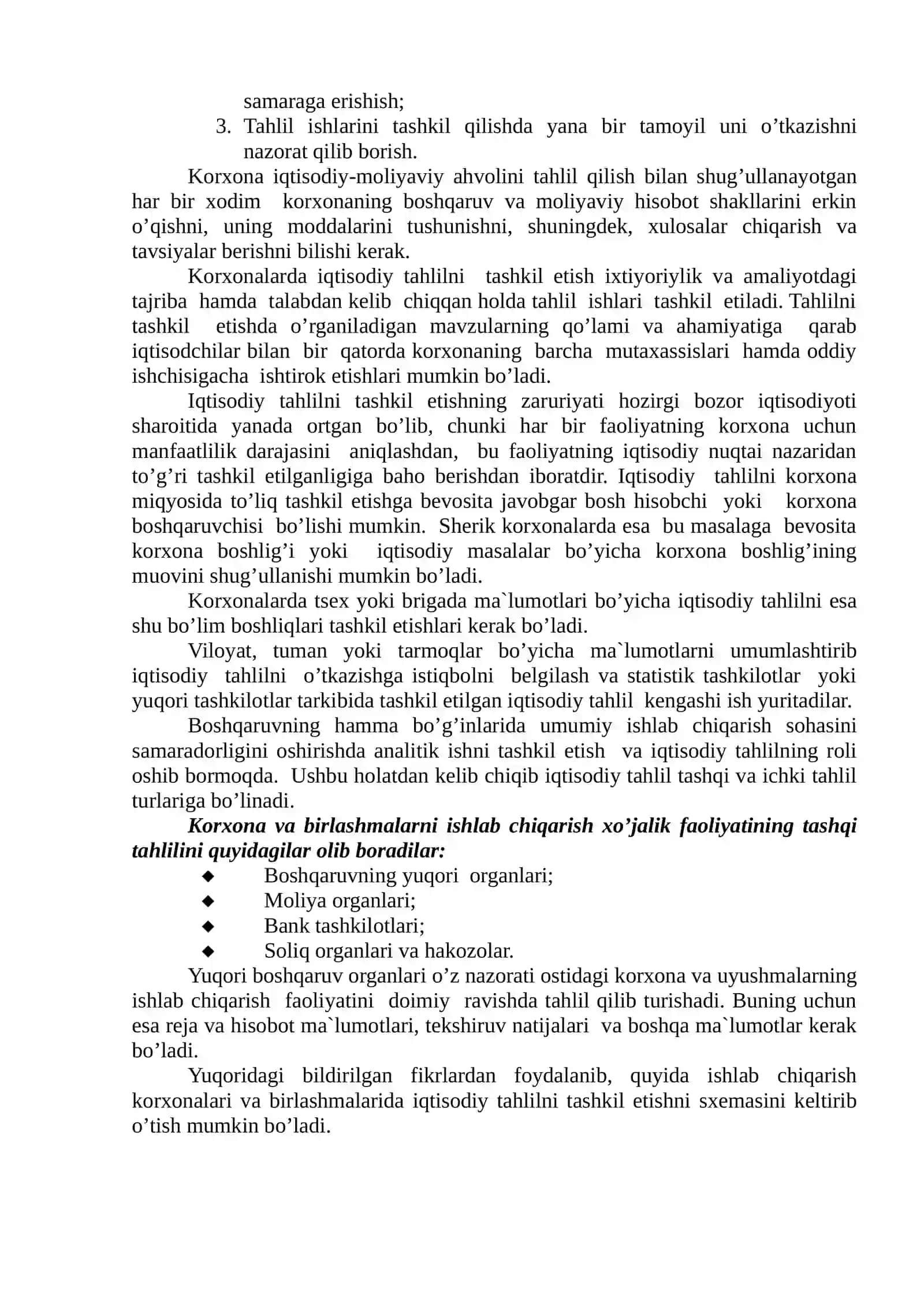 Xo’jalik sub`ektlarida tahlil ishlarini tashkil qilish va manbalar bilan ta`minlash 2