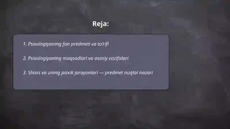 Psixalogiya fanipredmet va maqsadi 2