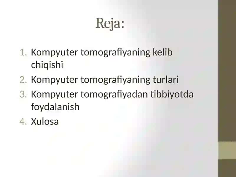 Kompyuter Tomografiyasi va Uni ishlashining fizik asoslari 2