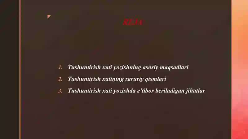 TUSHUNTIRISH XATI VA UNING ZARURIY QISMLARI 2